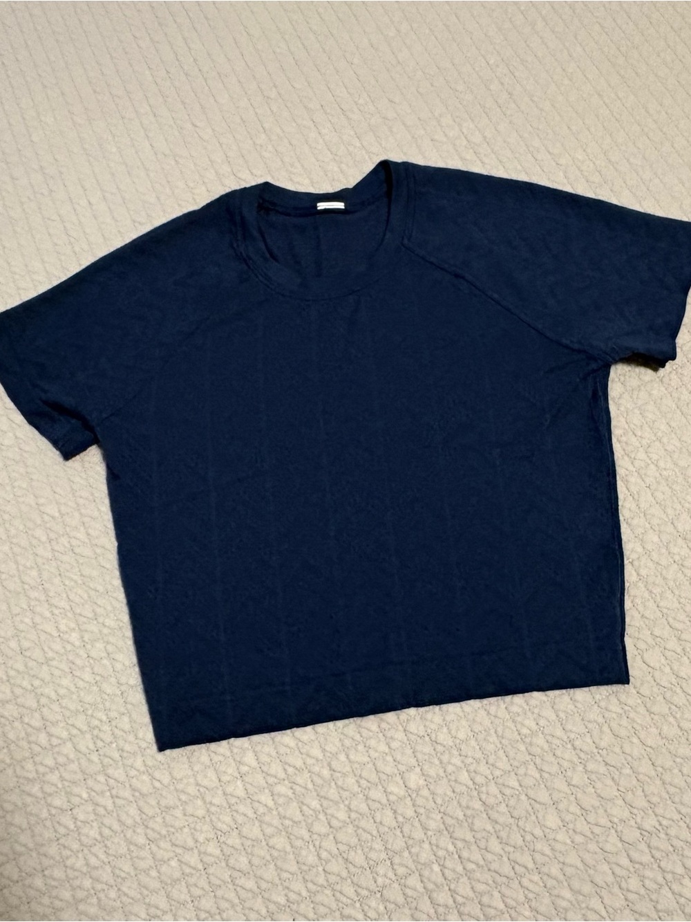 Lululemon Navy Swiftly Pointelle Cropped Short Sleeve